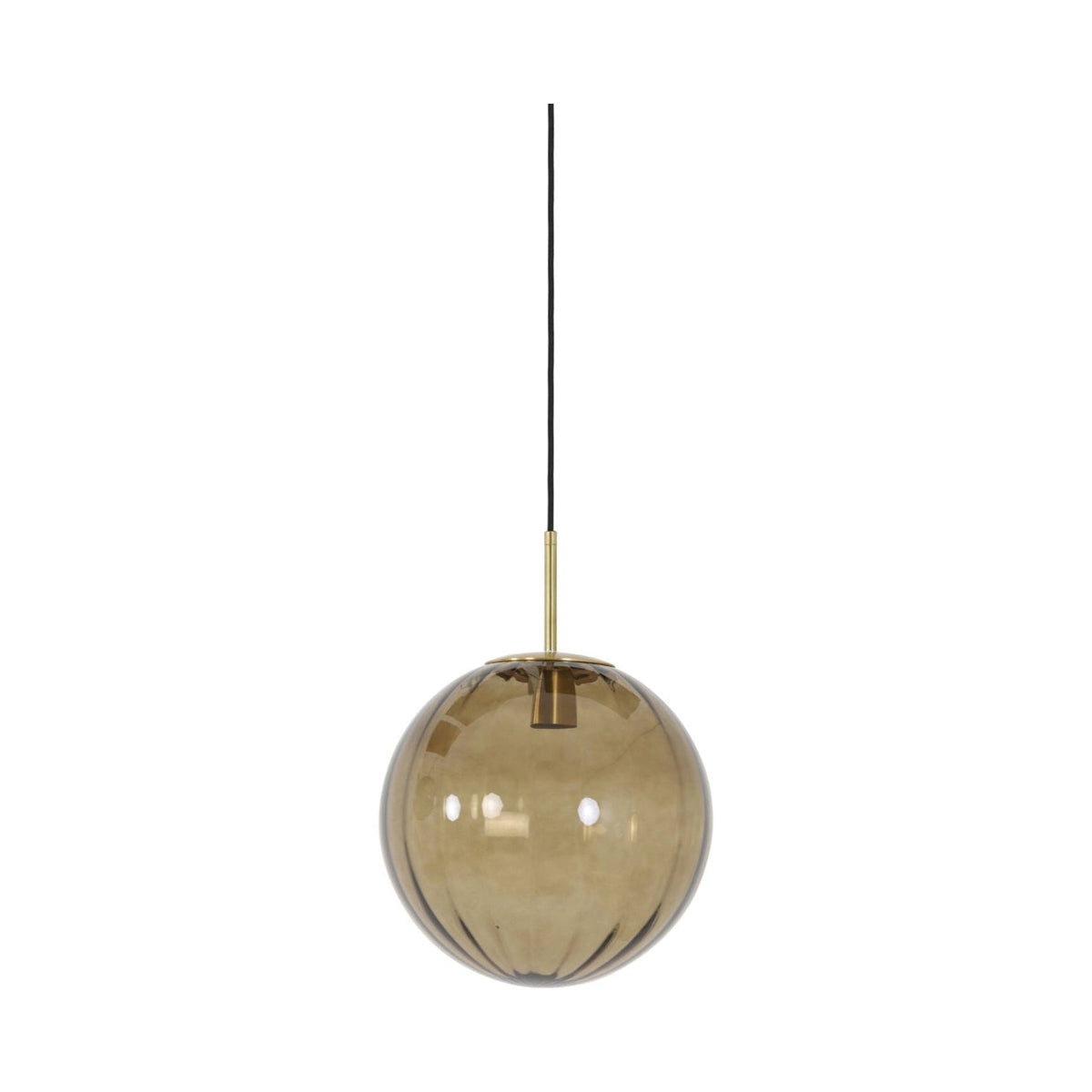 Magdala Brown Glass & Gold Pendant Light 30cm