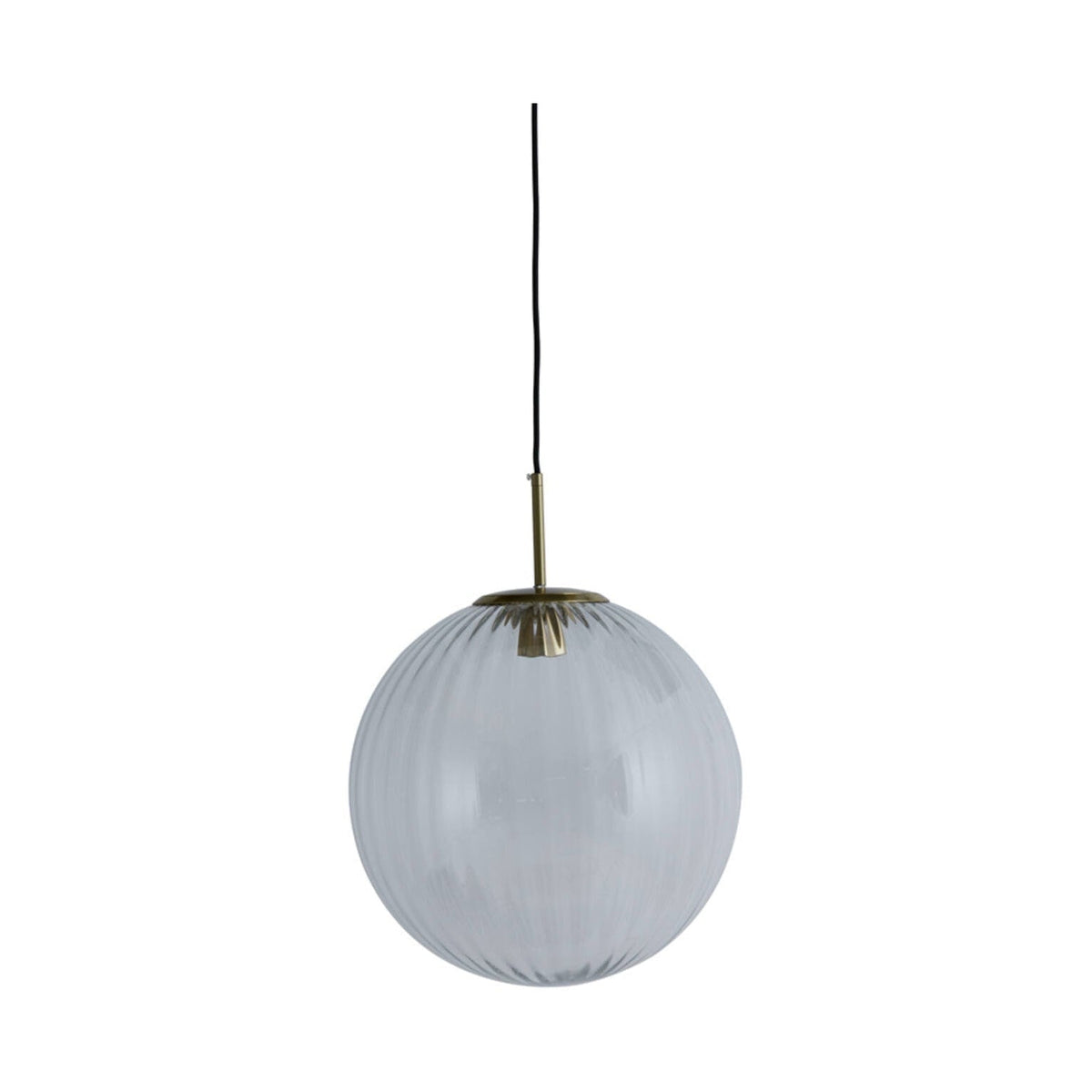 Magdala Light Grey Glass & Gold Pendant Light 40cm