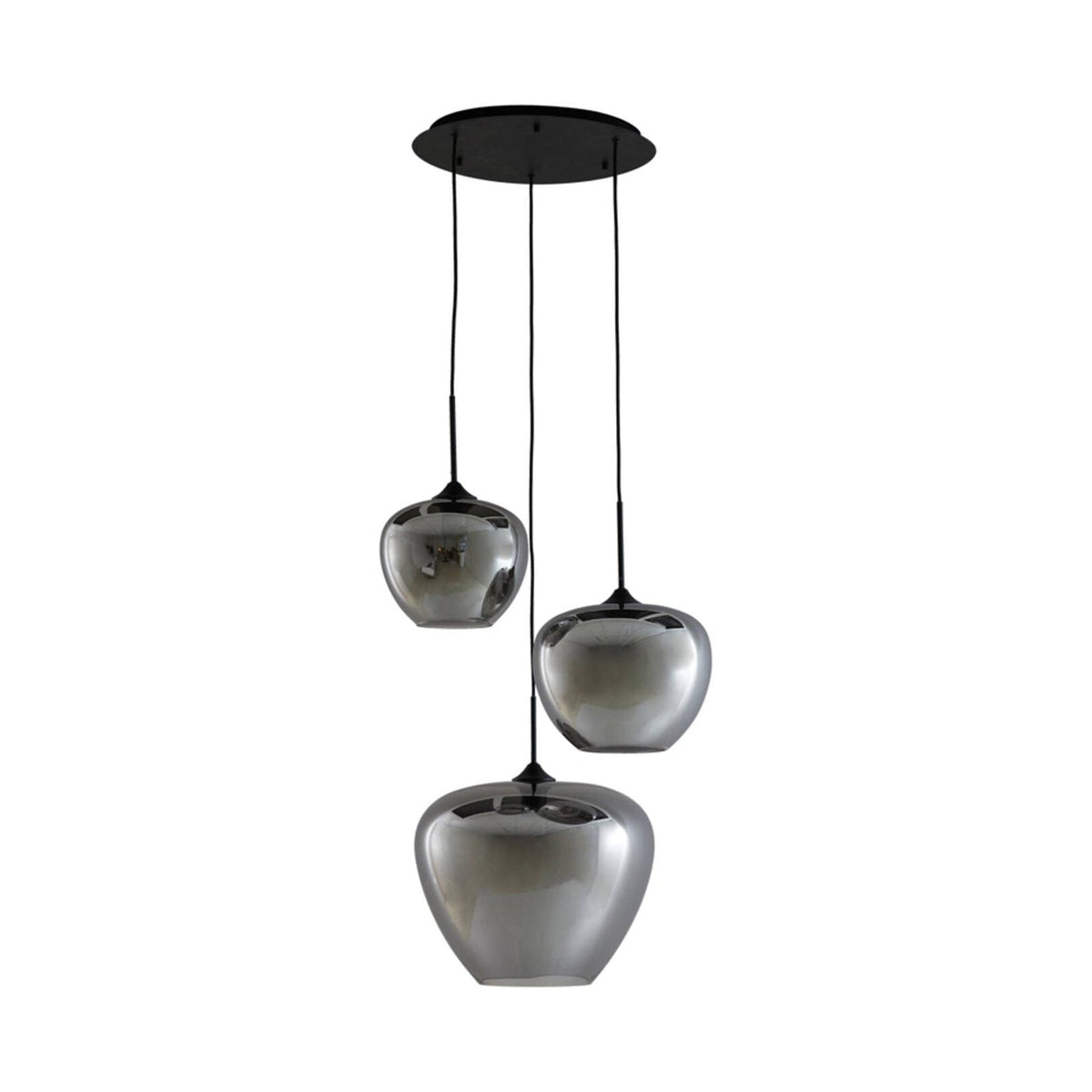 Mayson Smoked Glass & Matt Black 3 Light Pendant Light