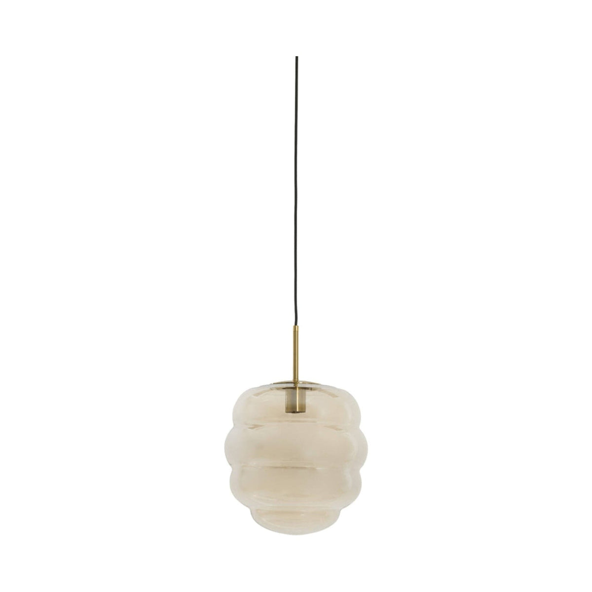 Misty Amber Glass & Gold Pendant Light 30cm