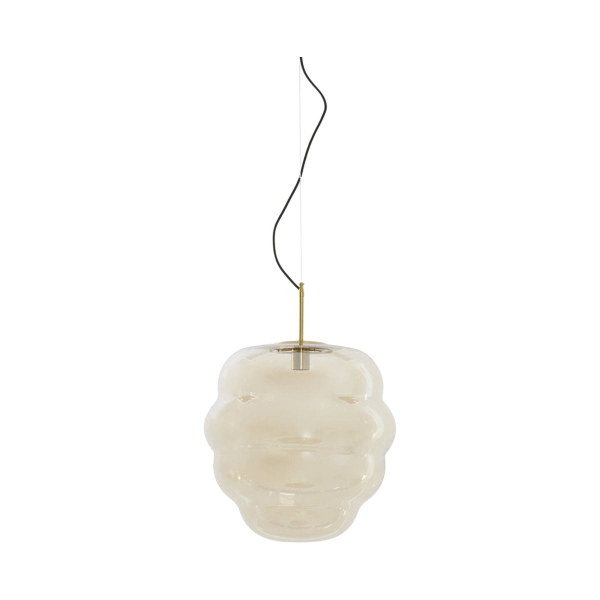 Misty Amber Glass & Gold Pendant Light 45cm