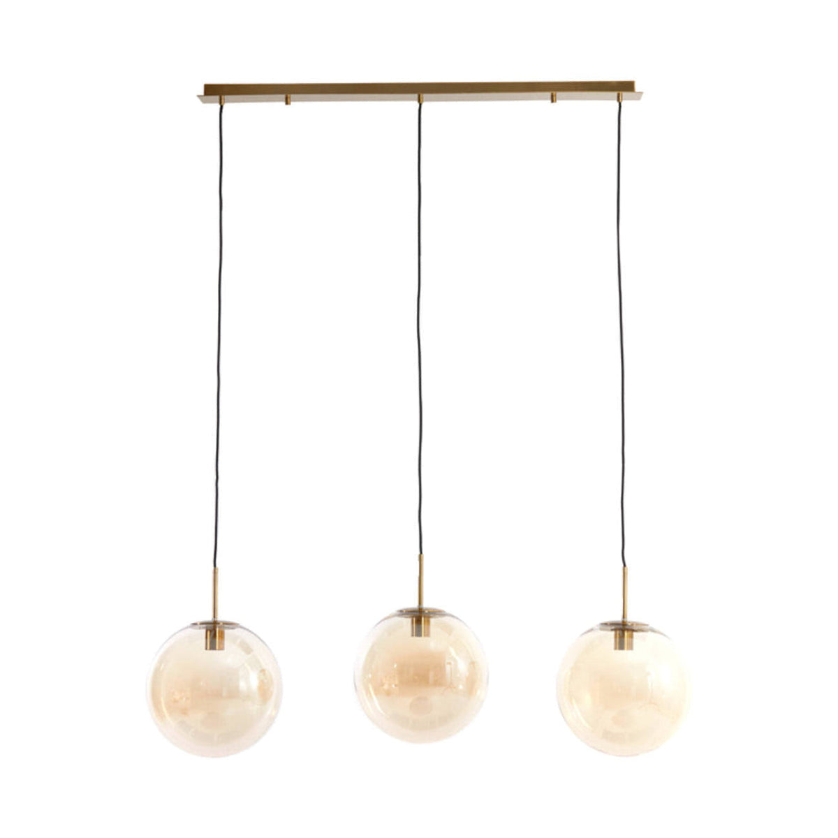 Medina Amber Glass & Gold 3 Light Pendant Light