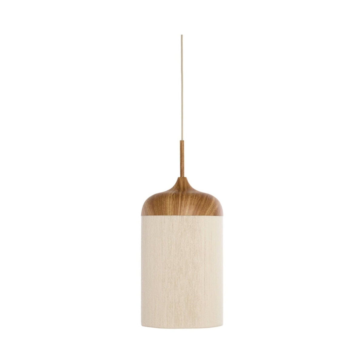 Dania Natural Wood Effect & Cream Rope Pendant Light 16cm