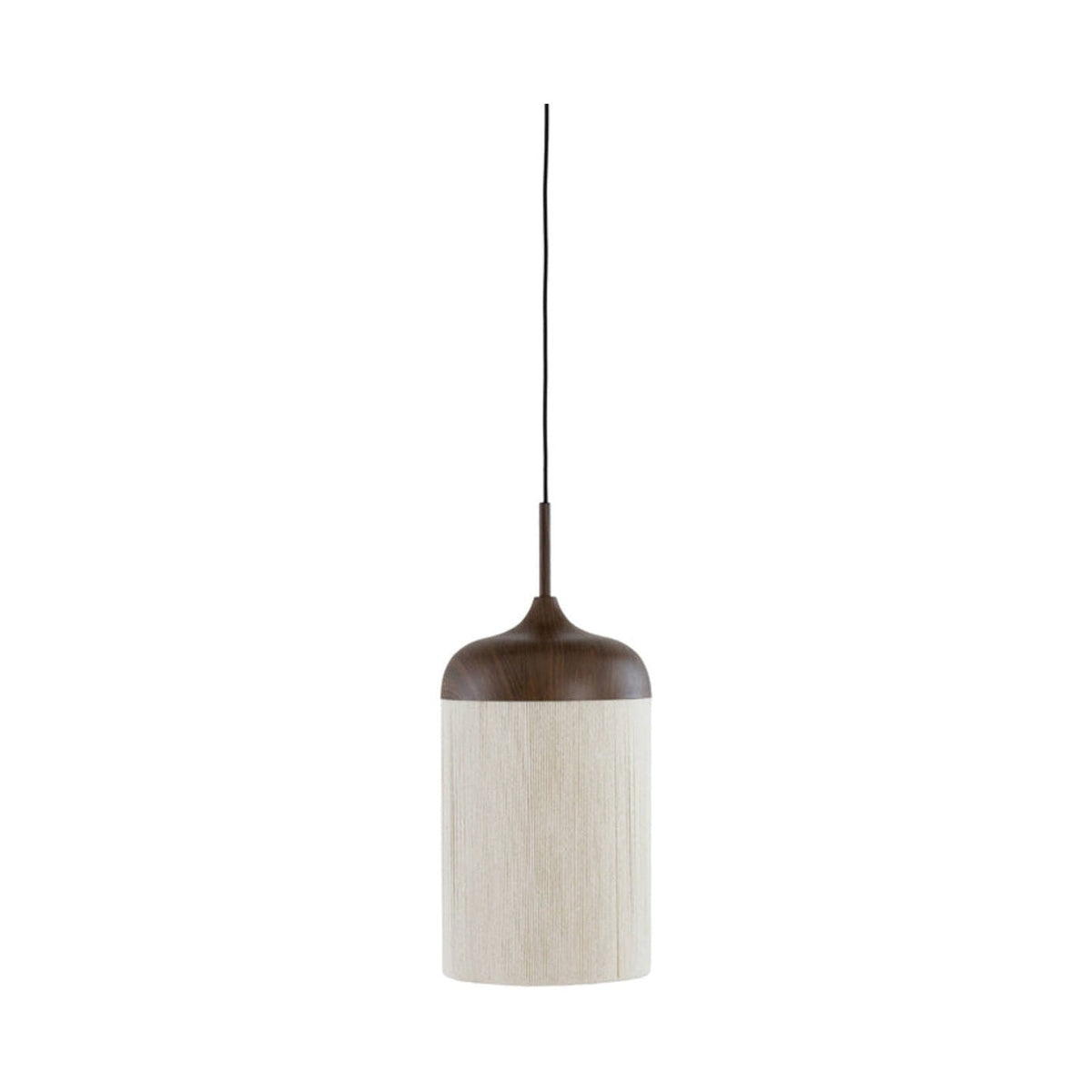 Dania Dark Brown Wood Effect & Cream Rope Pendant Light 16cm