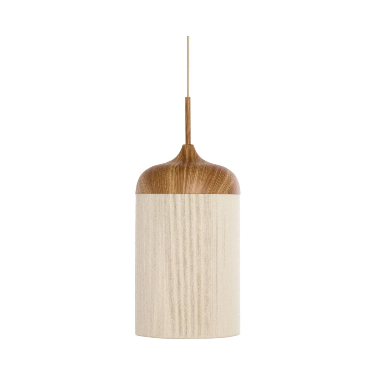 Dania Natural Wood Effect & Cream Rope Pendant Light 22cm