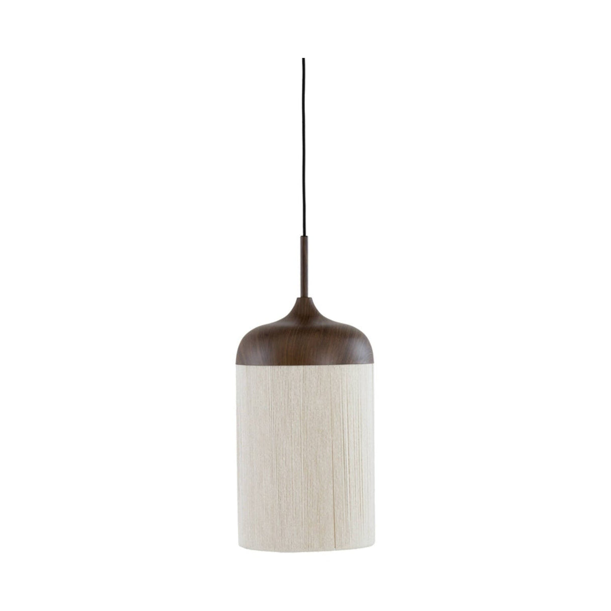 Dania Dark Brown Wood Effect & Cream Rope Pendant Light 22cm