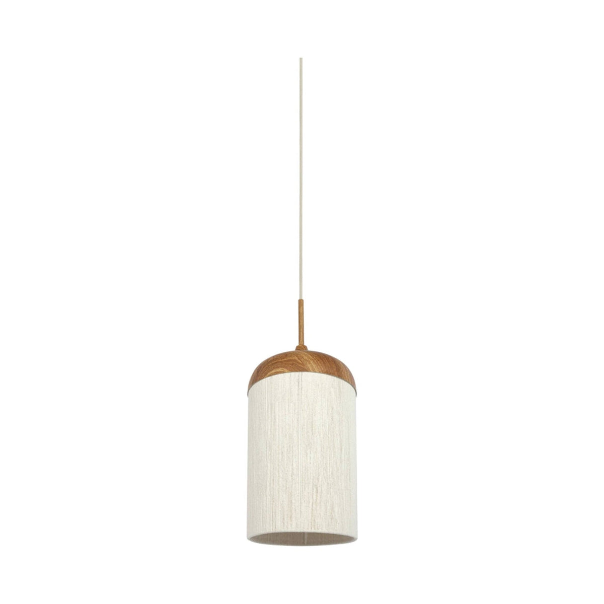 Dania Natural Wood Effect & Cream Rope Pendant Light 27.5cm