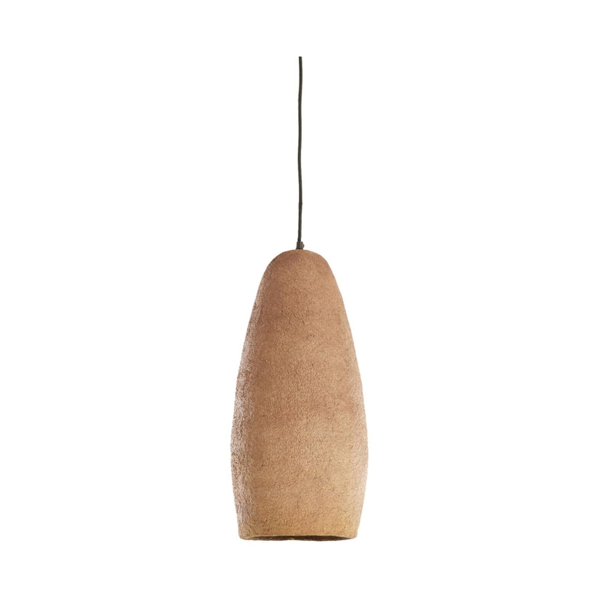 Divala Antique Dark Terracotta Papier Mâché Pendant Light 26cm