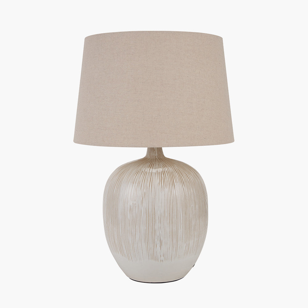 Greta Natural & Cream Textured Ceramic Table Lamp