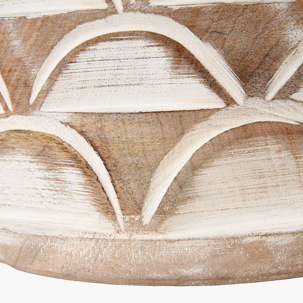 Kingsbury White Wash Large Carved Wood Table Lamp Base