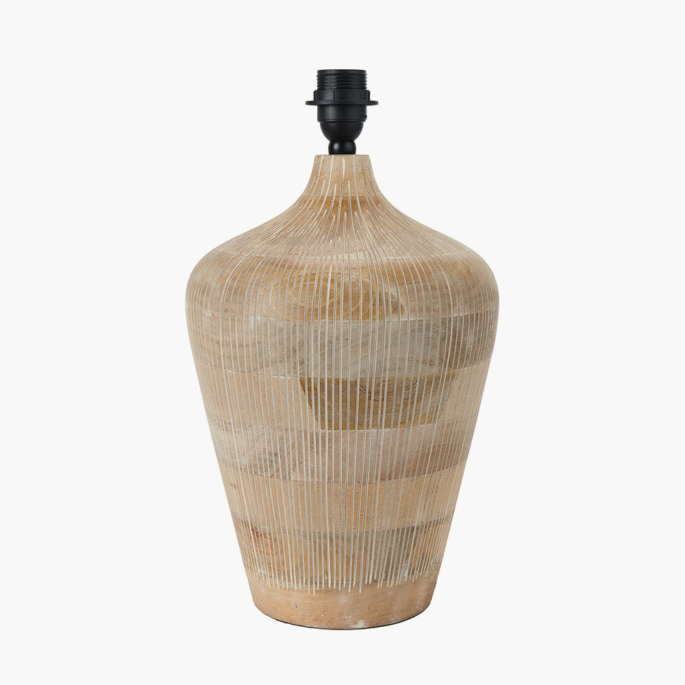 Taika White Wash Textured Wood Table Lamp - Base Only