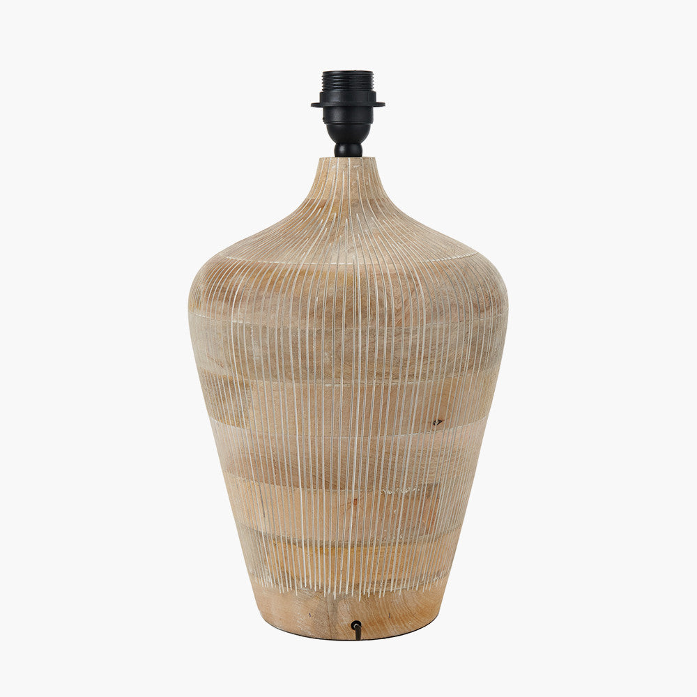 Taika White Wash Textured Wood Table Lamp - Base Only