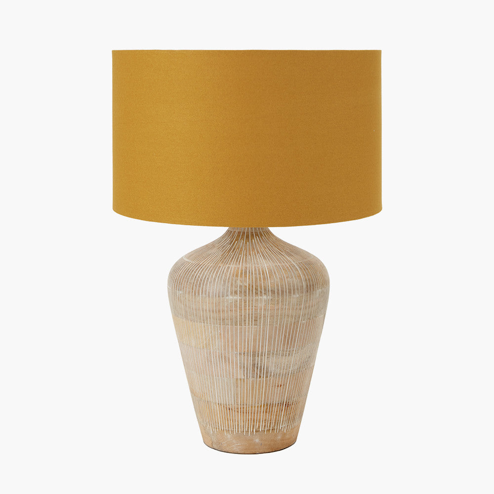 Taika White Wash Textured Wood Table Lamp - Base Only