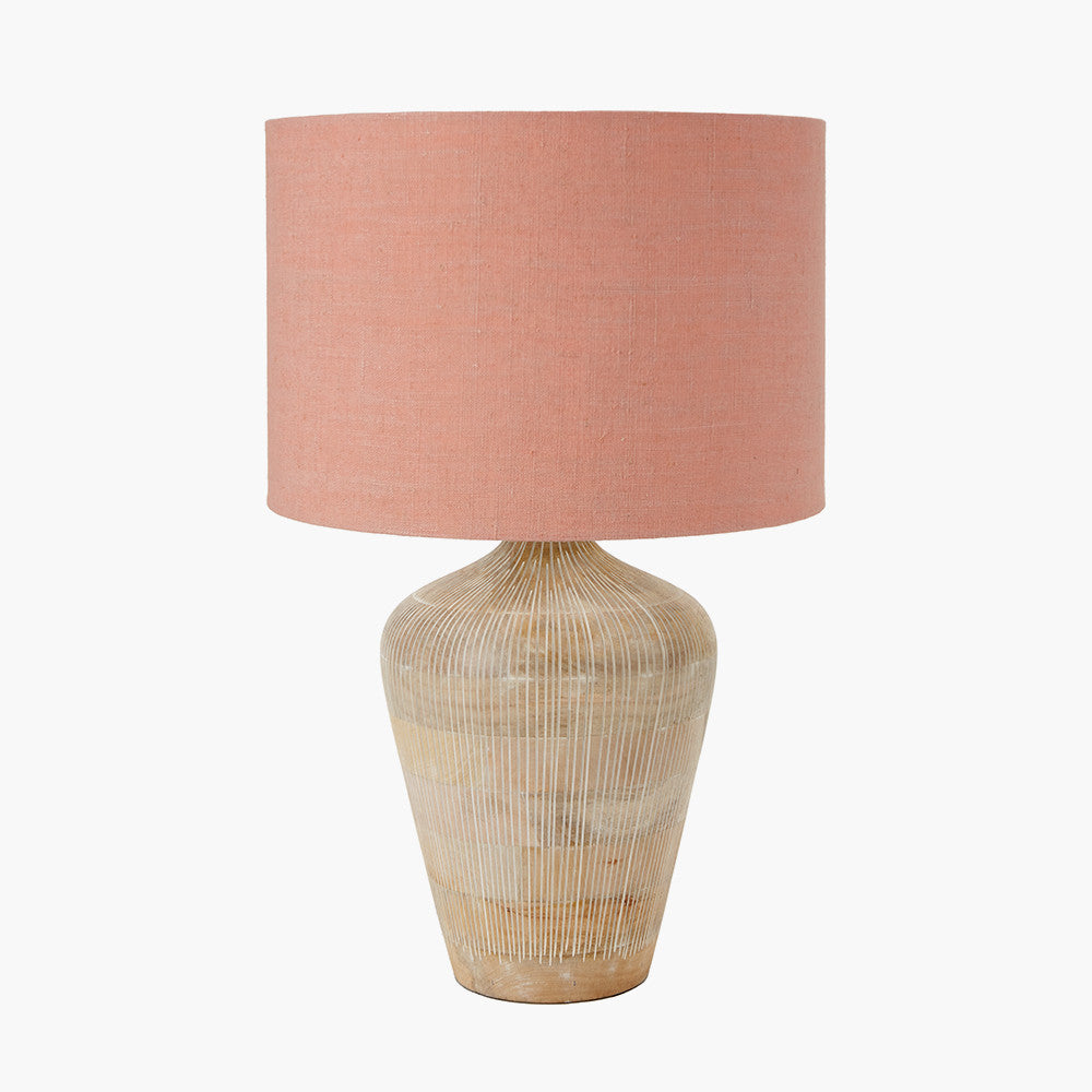 Taika White Wash Textured Wood Table Lamp - Base Only