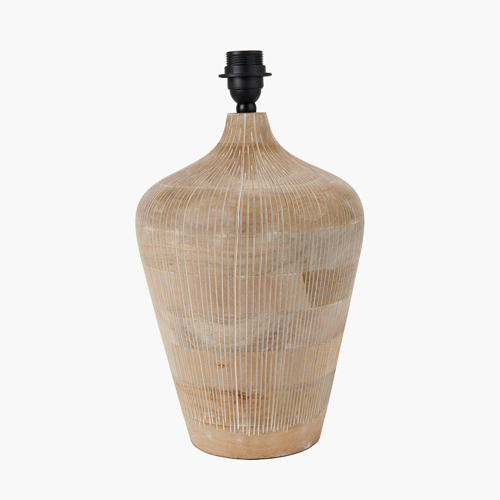 Taika White Wash Textured Wood Table Lamp - Base Only