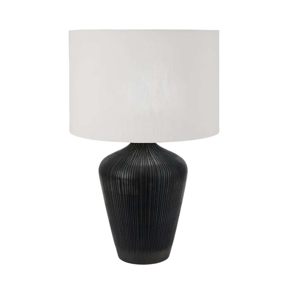 Taika Antique Black Textured Wood Table Lamp - Base Only