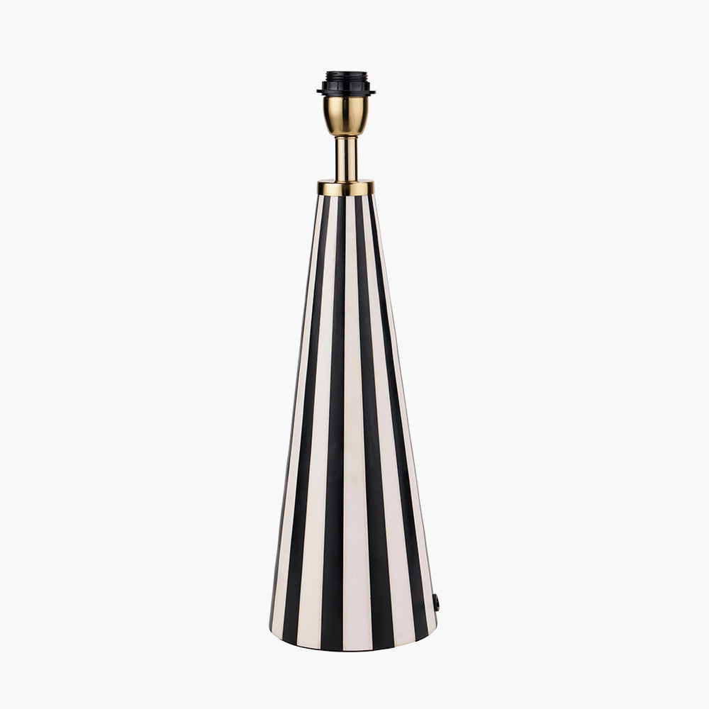 Alejo Black & White Stripe Conical Resin Table Lamp - Base Only