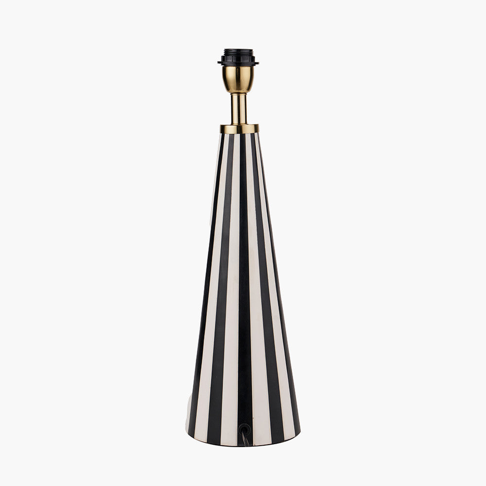 Alejo Black & White Stripe Conical Resin Table Lamp - Base Only