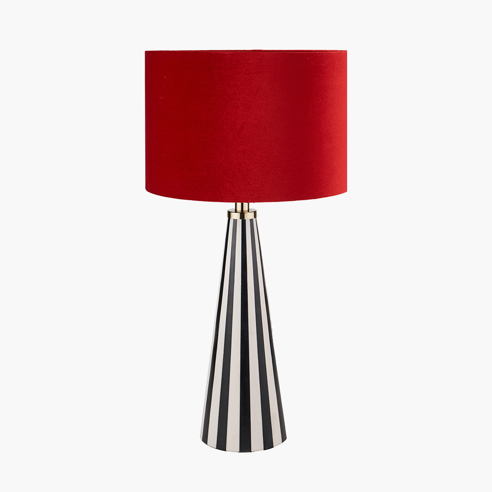 Alejo Black & White Stripe Conical Resin Table Lamp - Base Only