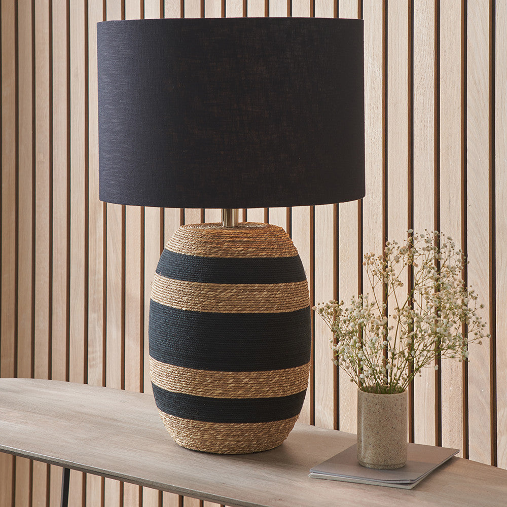 Kalutara Black & Natural Sea Grass Tall Table Lamp - Base Only