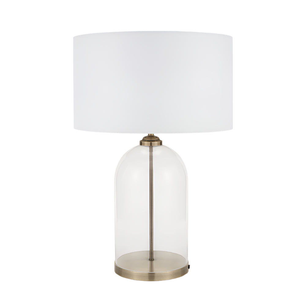 Cloche Clear Glass and Antique Brass Table Lamp