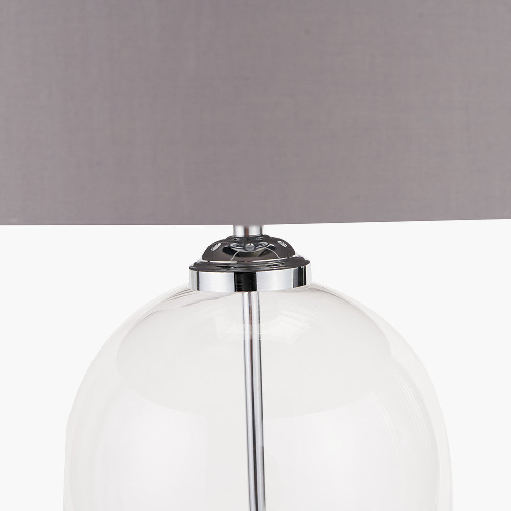 Cloche Clear Glass and Silver Table Lamp