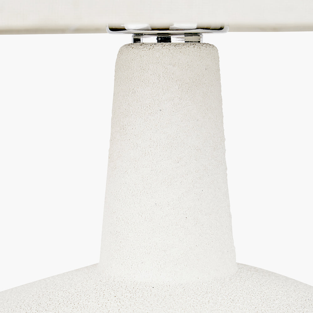 Elio White and Wood Effect Textured Ceramic Table Lamp