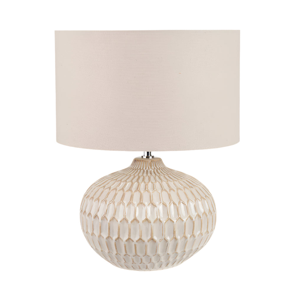 Cassius Warm White Textured Glazed Ceramic Table Lamp