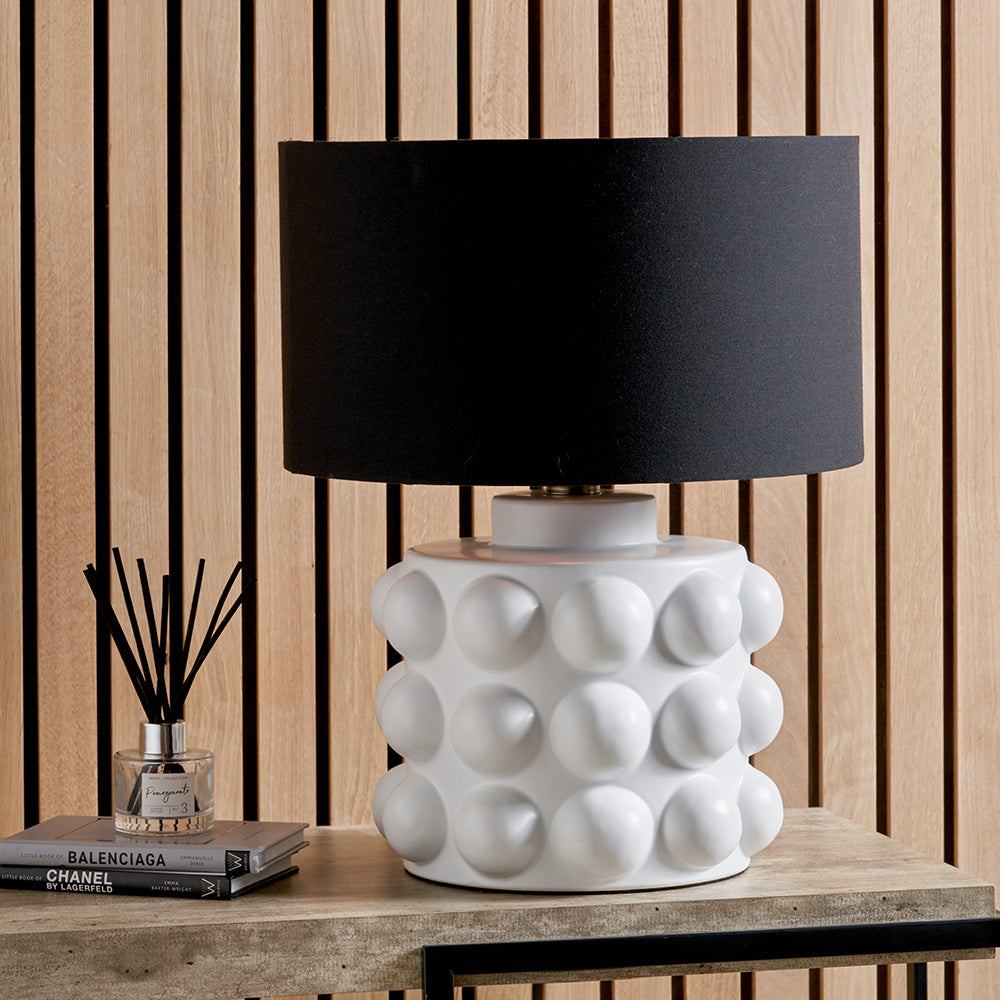 Serenity White Bobbled Ceramic Large Table Lamp - Base Only