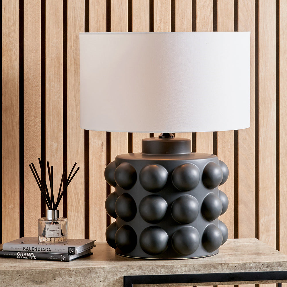 Serenity Black Bobbled Ceramic Large Table Lamp - Base Only - CLEARANCE
