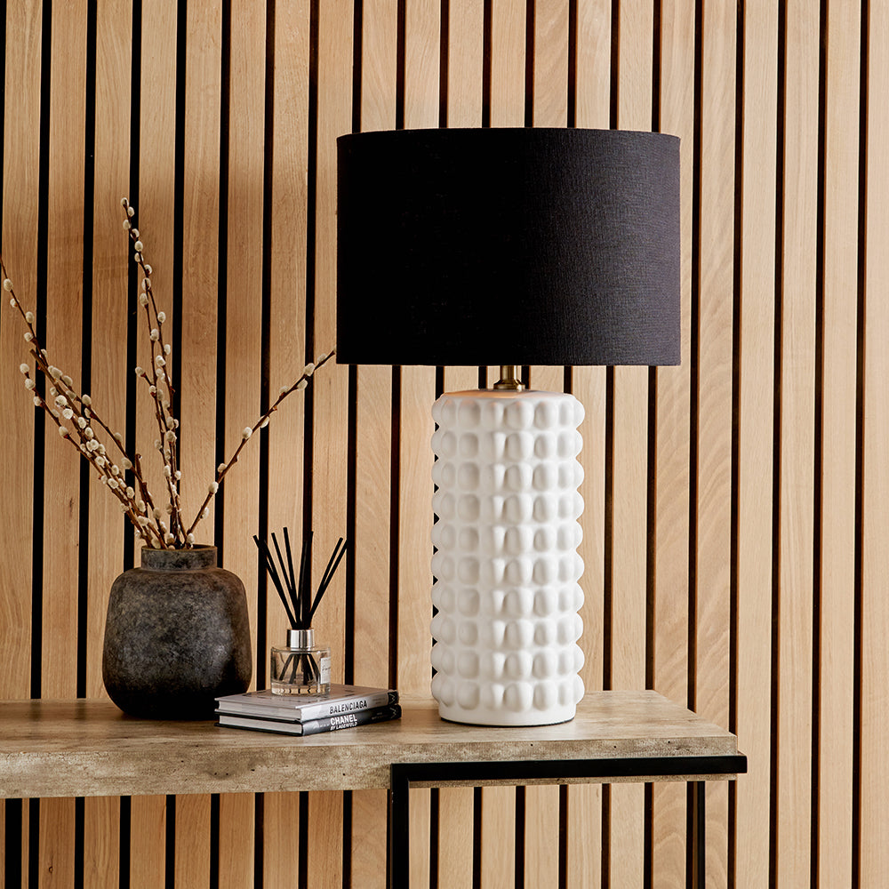 Sohan White Bobbled Ceramic Tall Table Lamp - Base Only