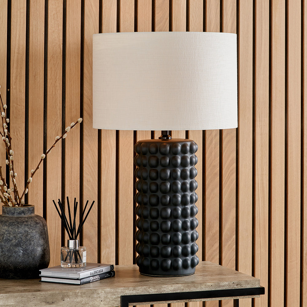 Sohan Black Bobbled Ceramic Tall Table Lamp - Base Only