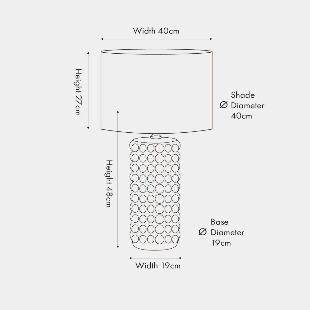 Sohan Black Bobbled Ceramic Tall Table Lamp with Lino 40cm White Self Lined Linen Drum Shade