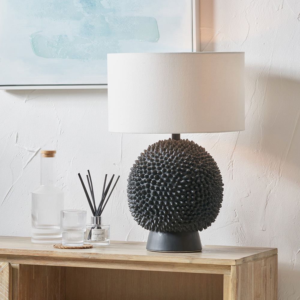 Wrenley Black Ceramic Sea Urchin Table Lamp - Base Only