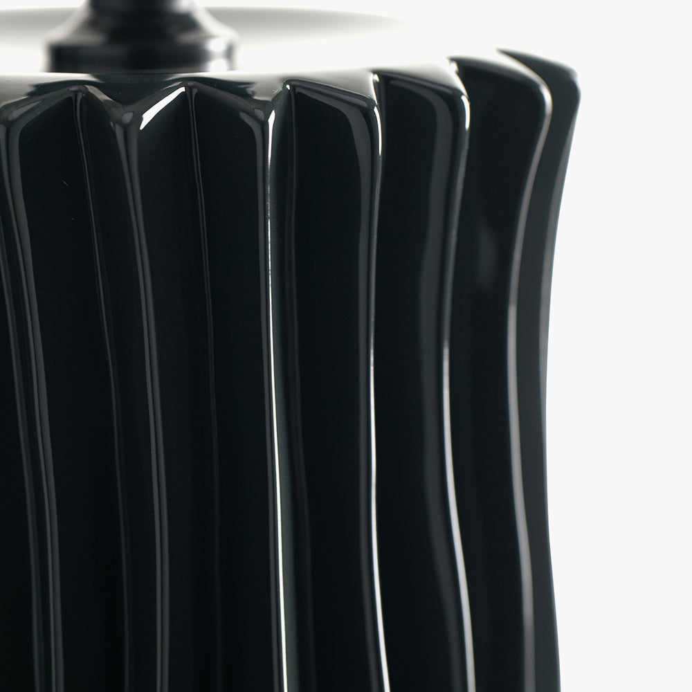 Devony Black Pleated Ceramic Table Lamp - Base Only