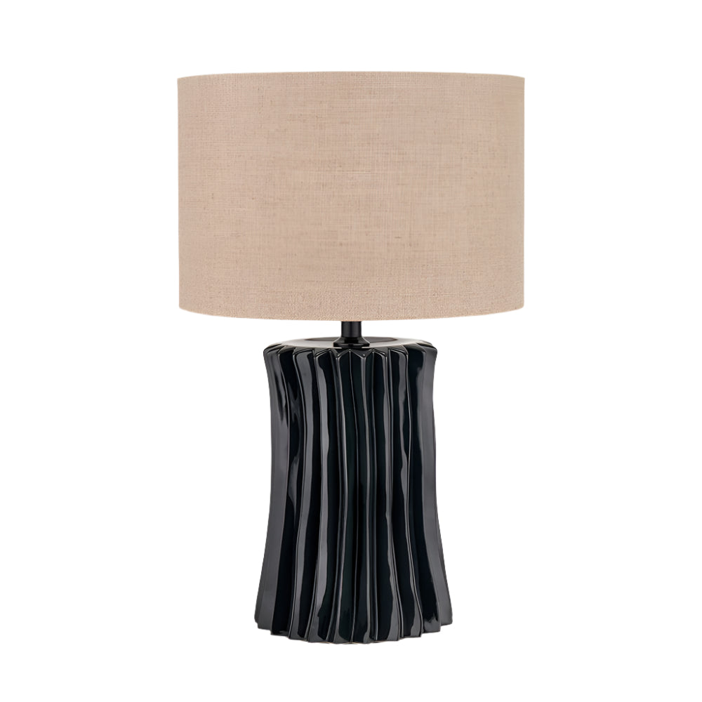 Devony Black Pleated Ceramic Table Lamp - Base Only