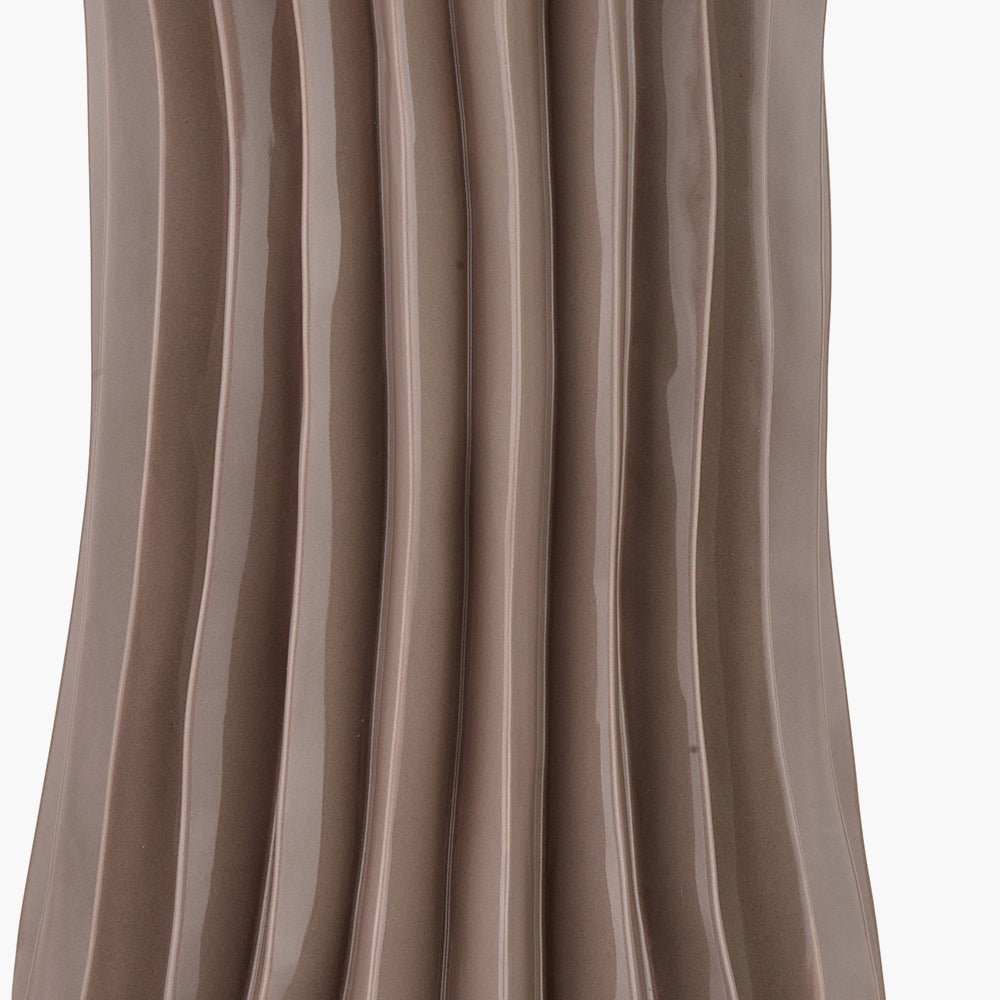Devony Taupe Pleated Ceramic Table Lamp - Base Only