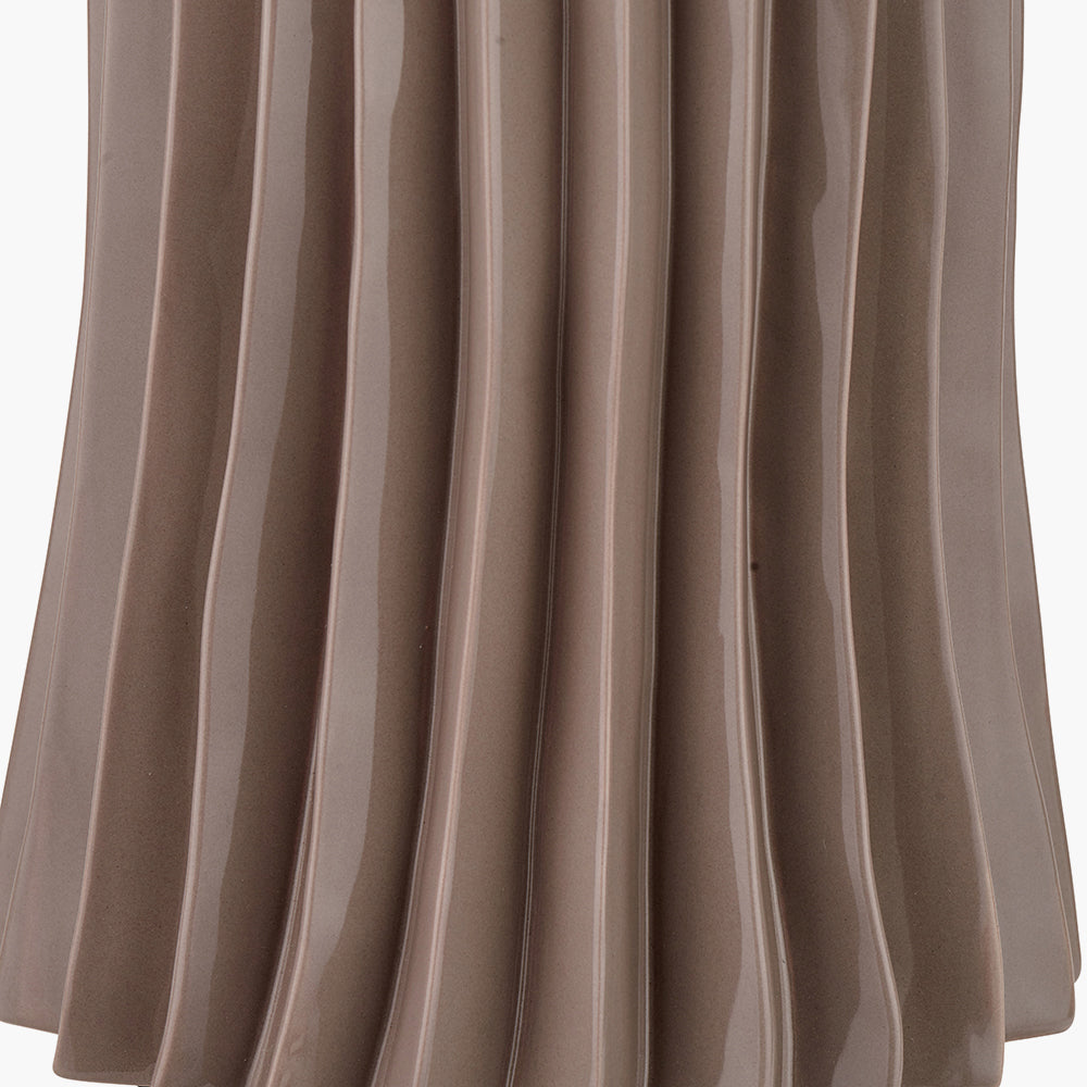 Devony Taupe Pleated Ceramic Table Lamp - Base Only