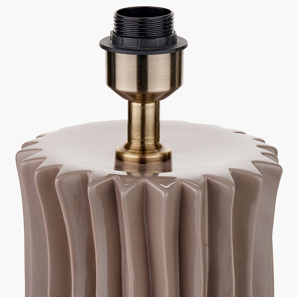 Devony Taupe Pleated Ceramic Table Lamp - Base Only