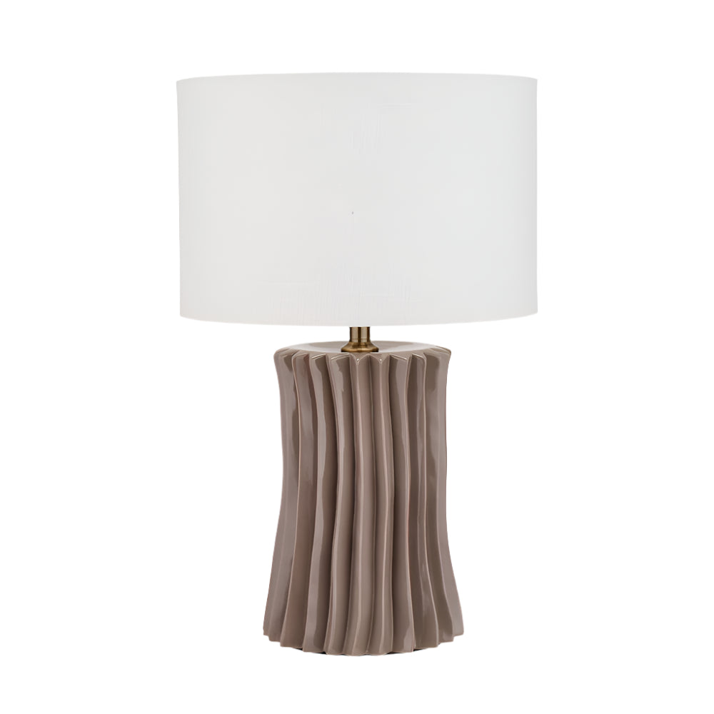 Devony Taupe Pleated Ceramic Table Lamp - Base Only
