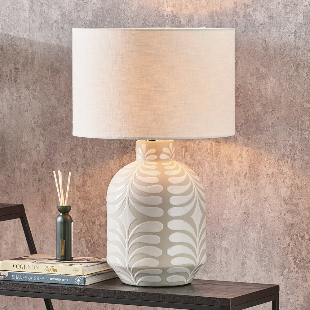 Tania Grey & White Pattern Ceramic Table Lamp - Base Only