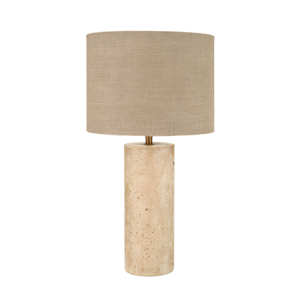 Kanoa Natural Travertine Cylinder Table Lamp