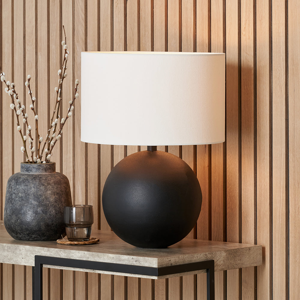 Benio Matt Black Metal Spherical Table Lamp - Base Only