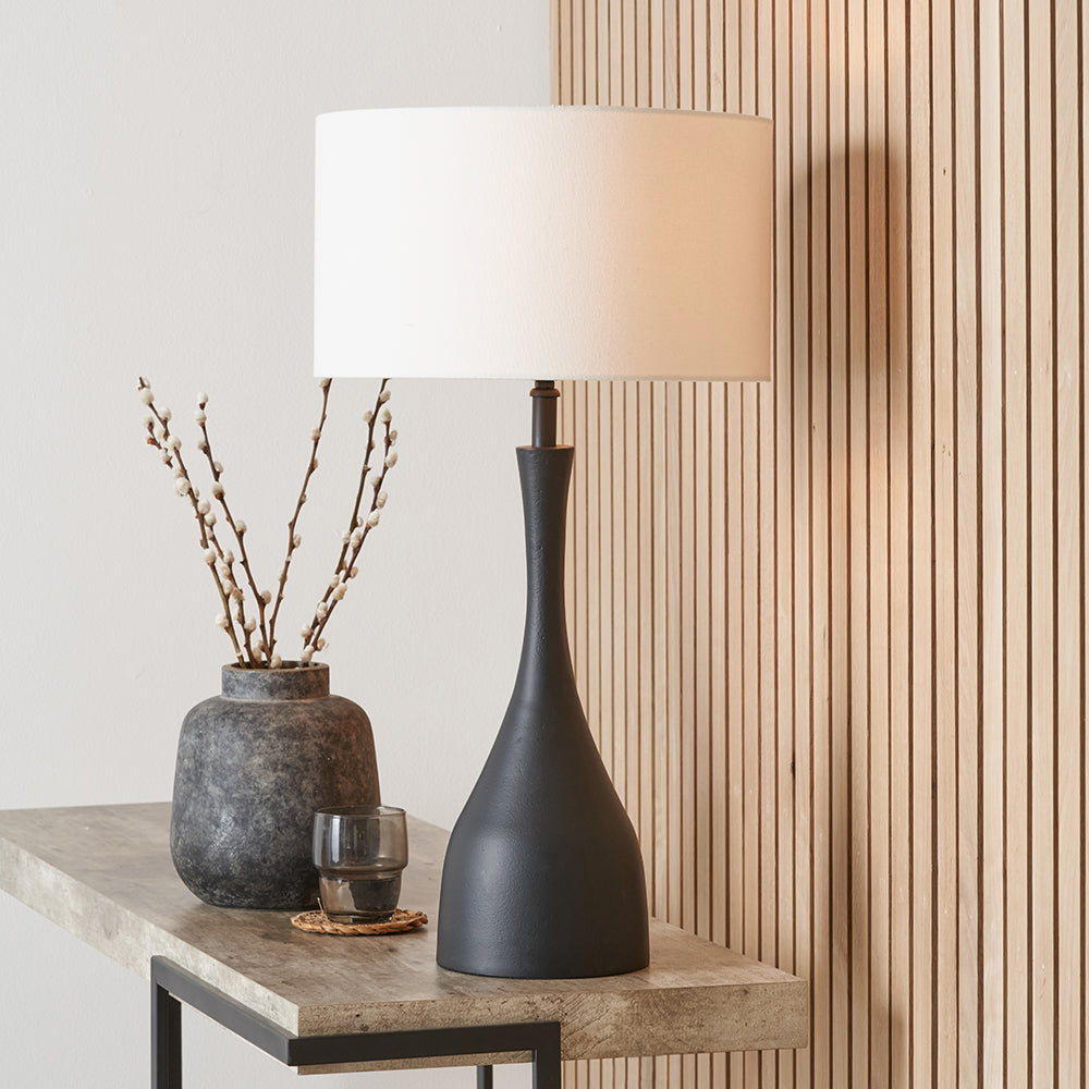Llora Matt Black Metal Curved Table Lamp - Base Only