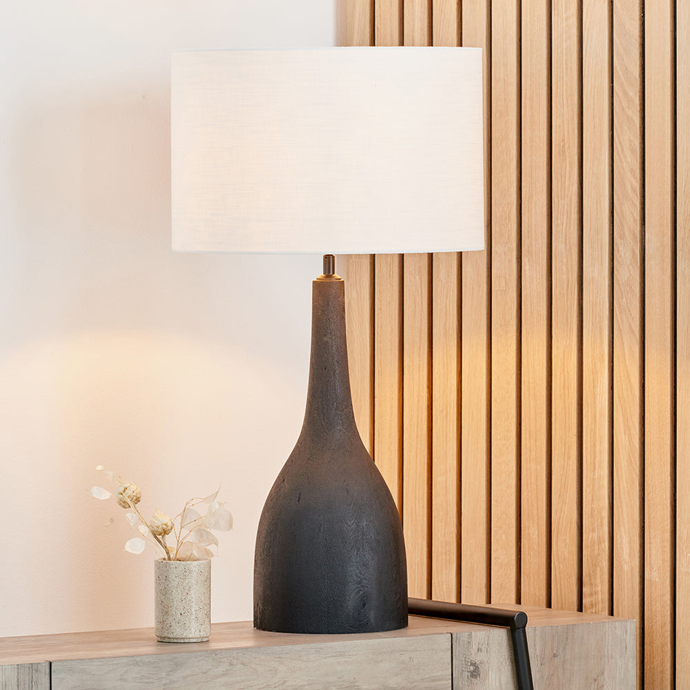 Corella Black Mango Wood Curved Table Lamp - Base Only
