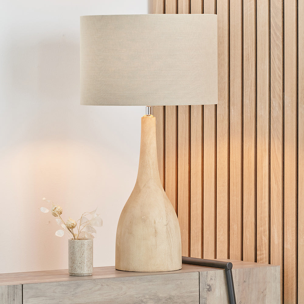 Corella Natural Mango Wood Curved Table Lamp - Base Only