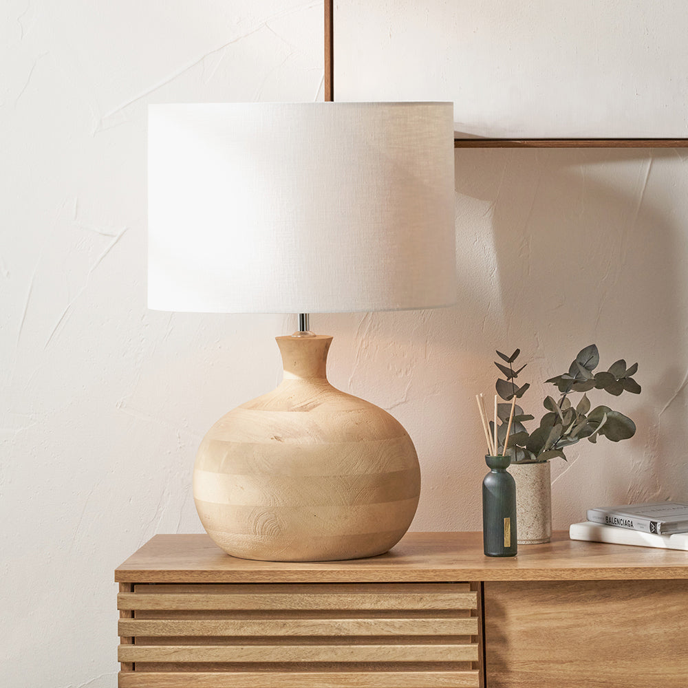 Kiah Natural Mango Wood Round Table Lamp - Base Only - CLEARANCE