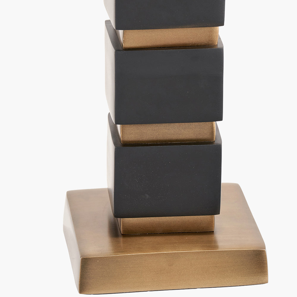 Maximo Matt Black & Antique Brass Cube Design Table Lamp - Base Only