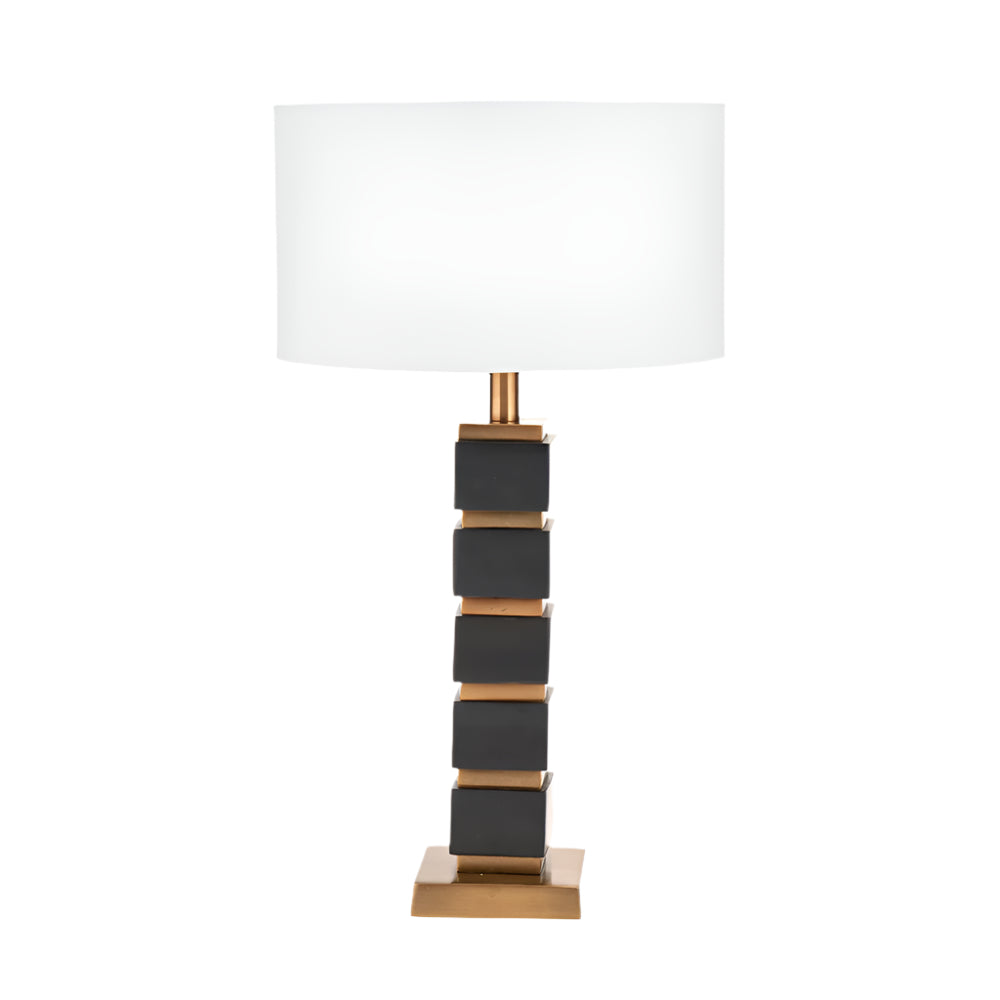 Maximo Matt Black & Antique Brass Cube Design Table Lamp - Base Only