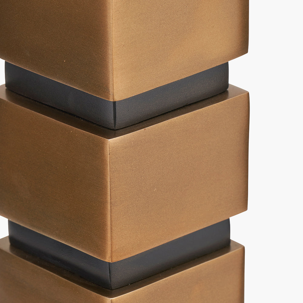 Maximo Antique Brass & Matt Black Cube Design Table Lamp - Base Only